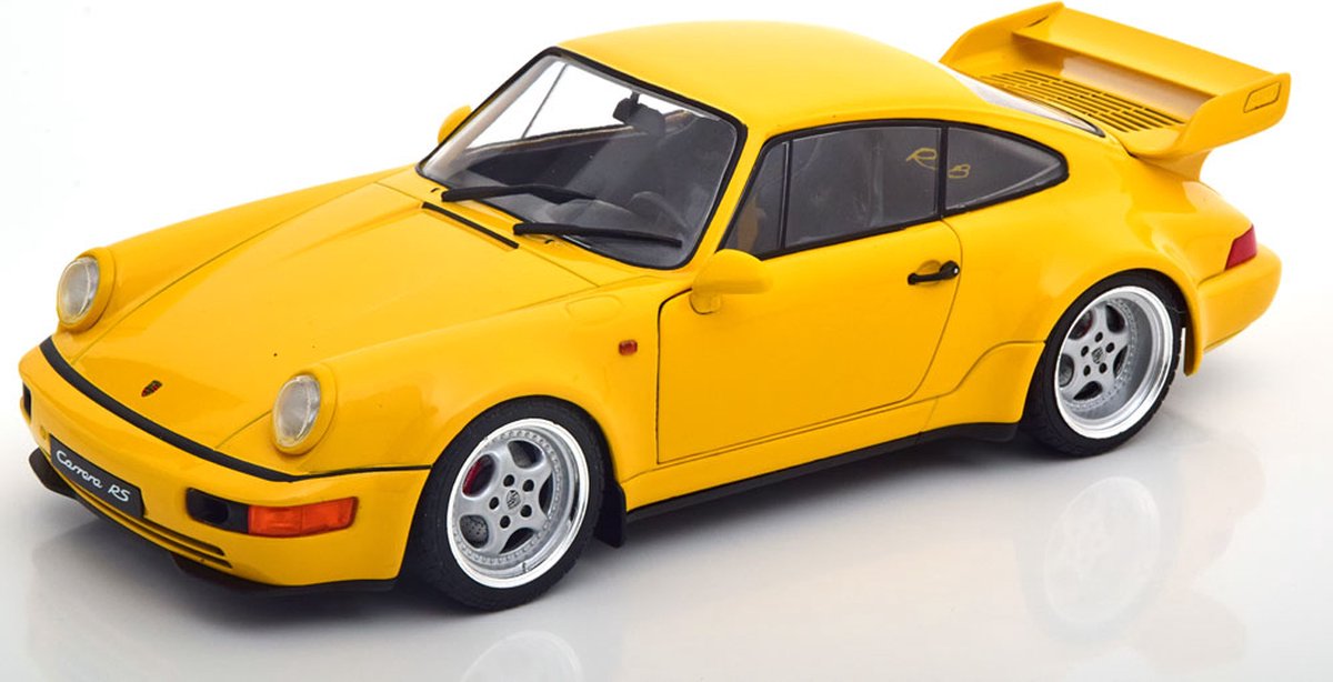 Porsche 911 3,8 RS (Geel) (22 cm) 1/18 Solido {Modelauto - Schaalmodel - Model auto - Miniatuurauto}